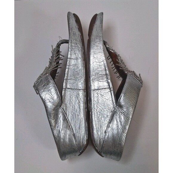 FitFlop Womens Sandals Flip Flops Size 5 Silver Beaded Tassel 534-011 Leather - Picture 3 of 7